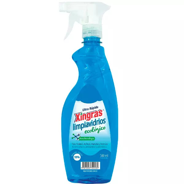 XINGRAS LIMPIAVIDRIOS ECOLOGICO DE 500 ML + VALVULA (CAJA X 12 UNDS)