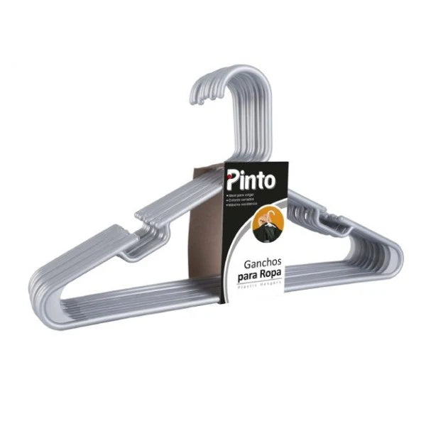GANCHO PARA ROPA (PLATEADO) DISPLAY X 10 UNIDADES